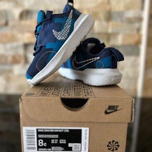 Nike Crater Impact (TD) Size 8C Midnight Navy/White/Orange